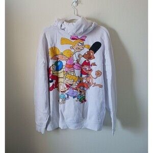 Nickelodeon 2019 Rugrats Mens Sweatshirt Hoodie Double Sided Pullover White XL